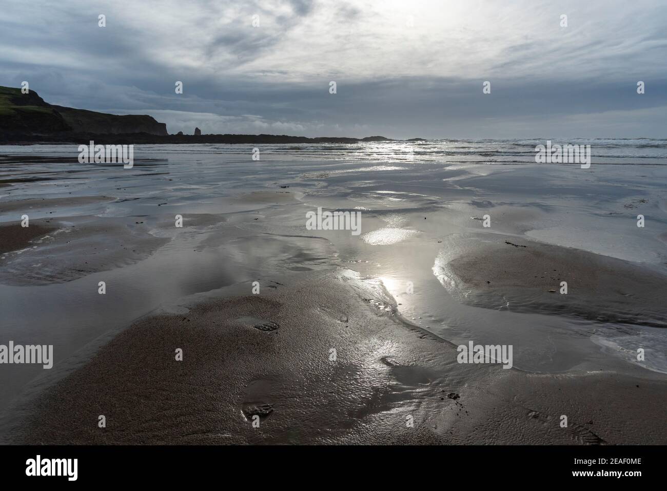 Plage de Bantham dans le soleil d'hiver Banque D'Images