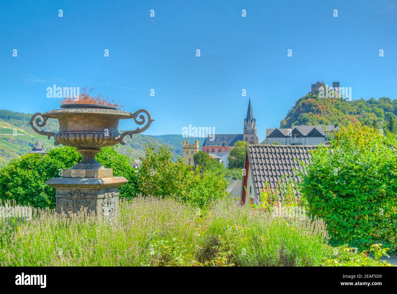 Burg Schonburg au-dessus de la ville d'Oberwesel en Allemagne Banque D'Images