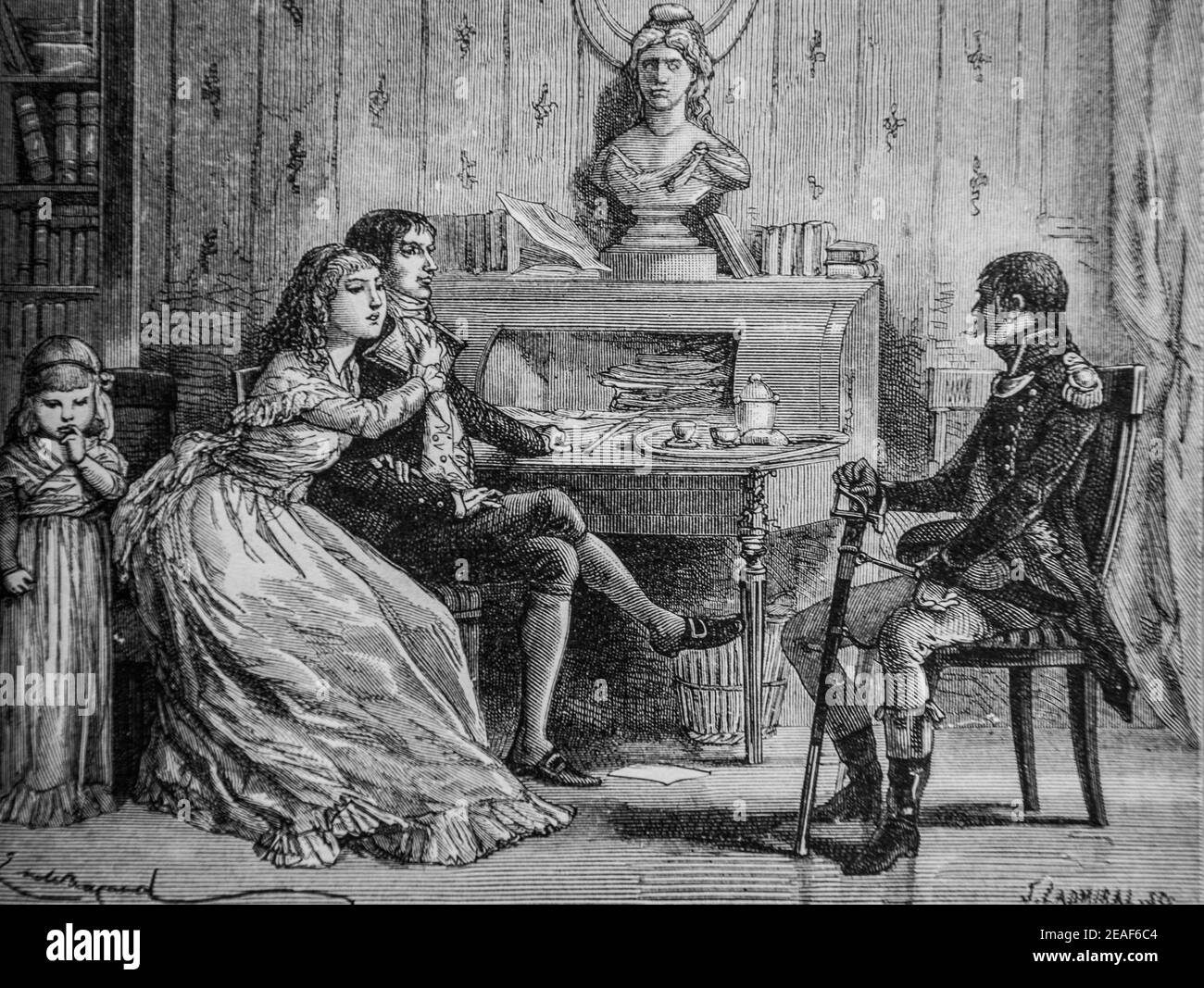 camille desmoulin et lucie, 1792-1804, histoire de france par henri martin, éditeur fournissant 1850 Banque D'Images