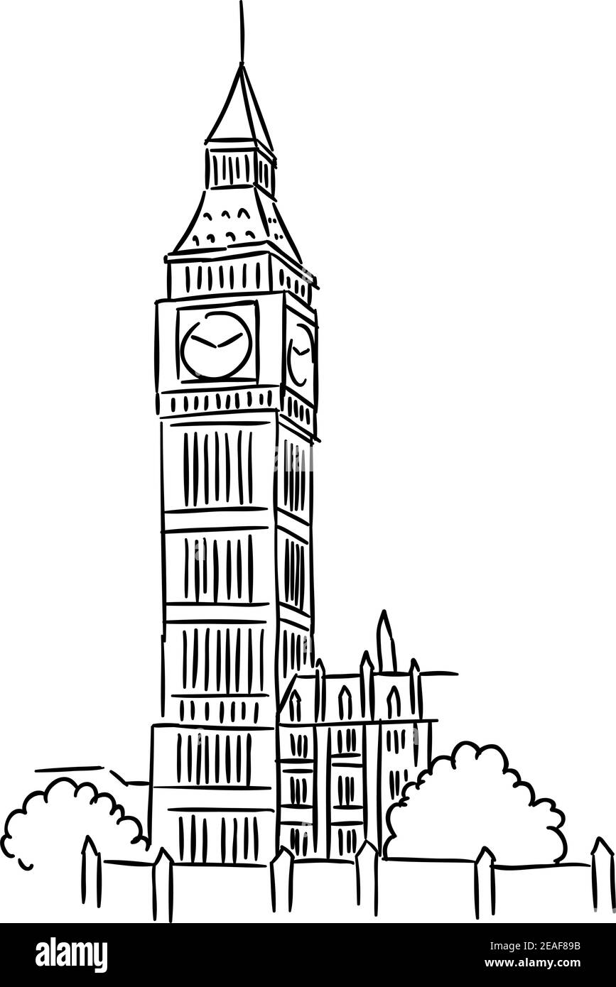 Big Ben Tower à Londres pour le design de l'industrie du voyage Illustration de Vecteur