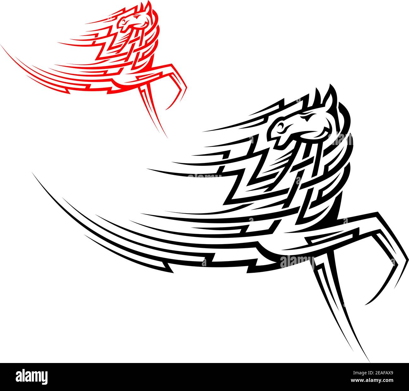 Tatouage tribal de l'étalon de cheval avec éléments décoratifs pour le design Illustration de Vecteur