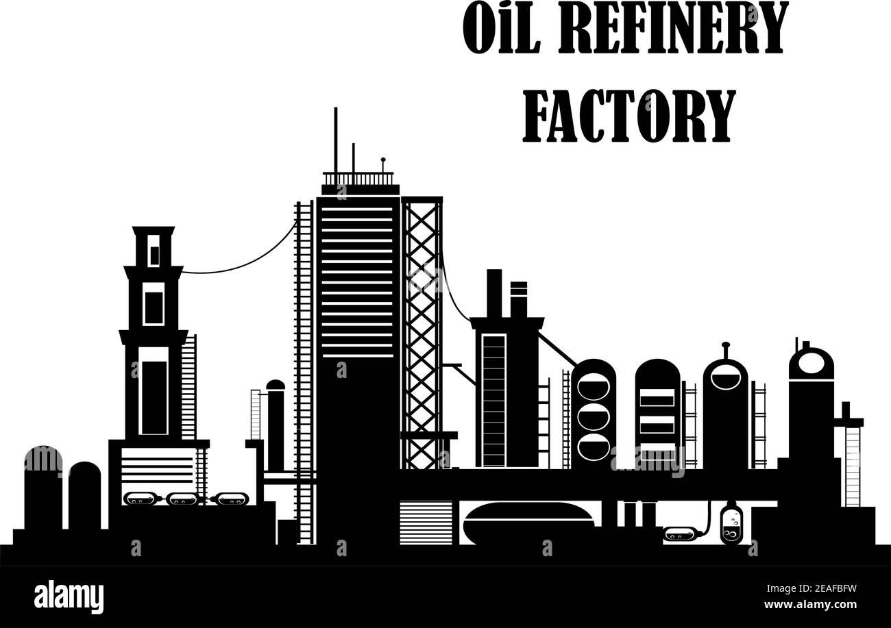 Usine de raffinerie de pétrole pour la conception industrielle Illustration de Vecteur