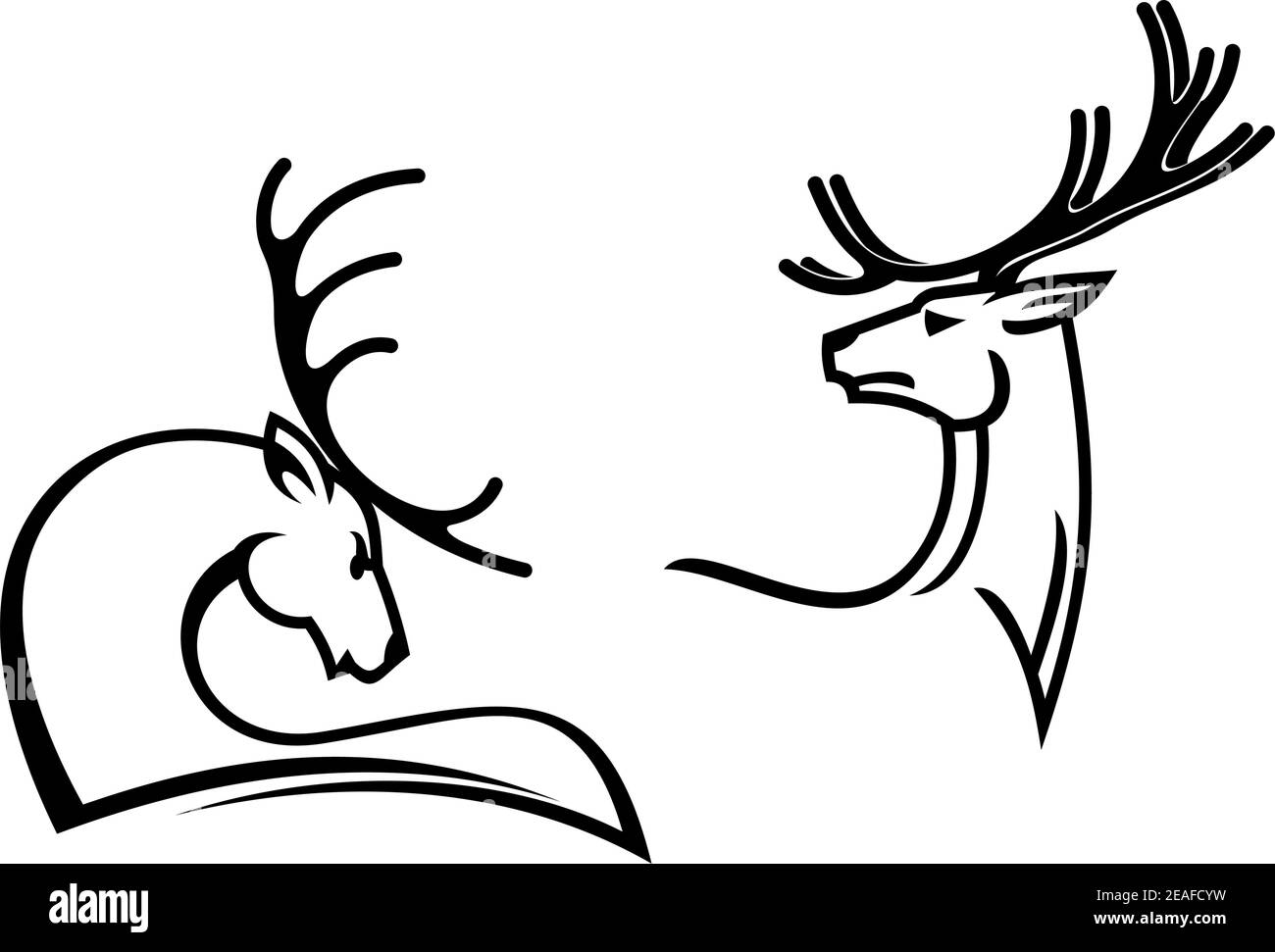 Déers avec gros bois pour tatouage, mascotte ou symboles de chasse Illustration de Vecteur