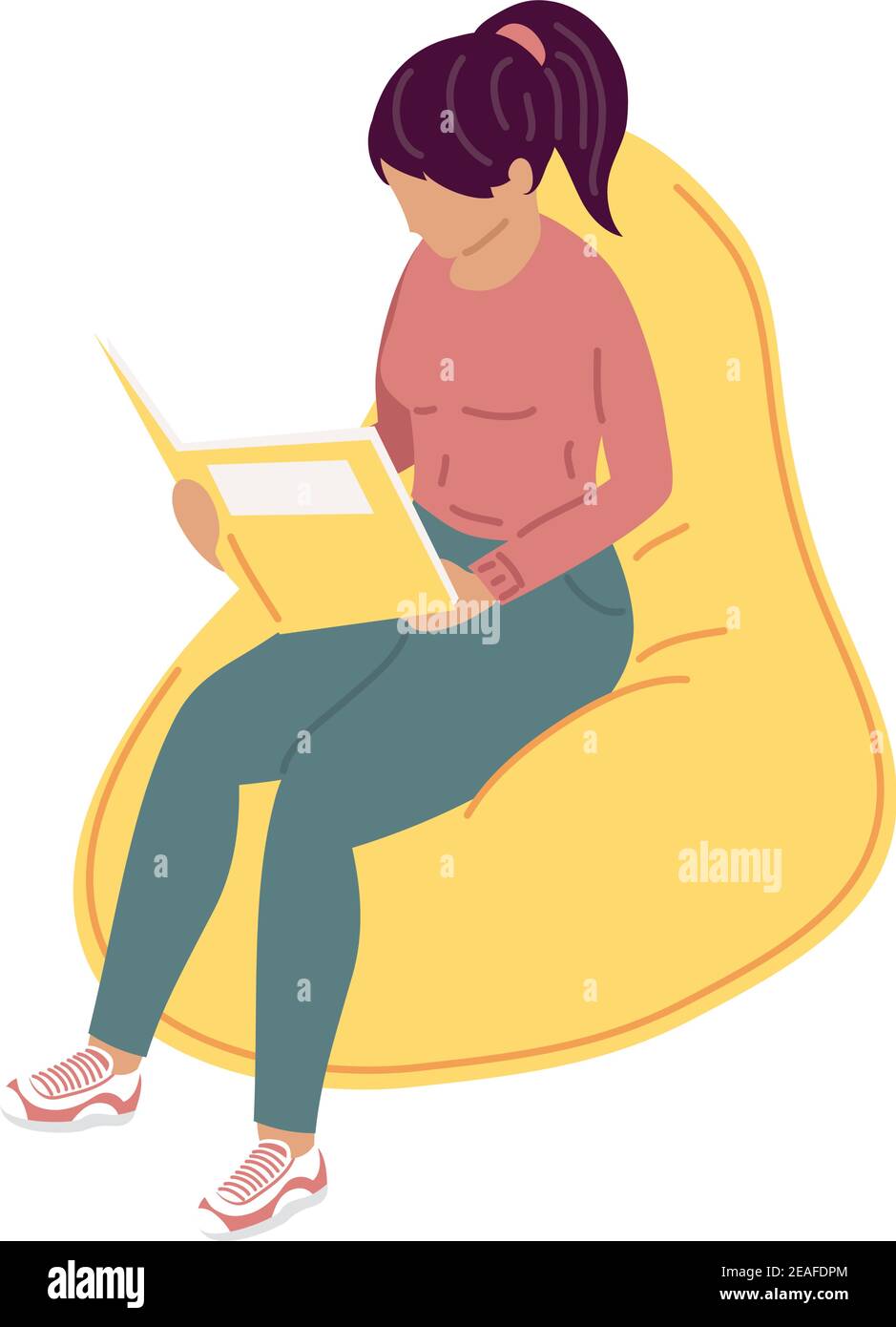 femme lisant le livre dans le canapé, livre jour célébration illustration vecteur conception Illustration de Vecteur