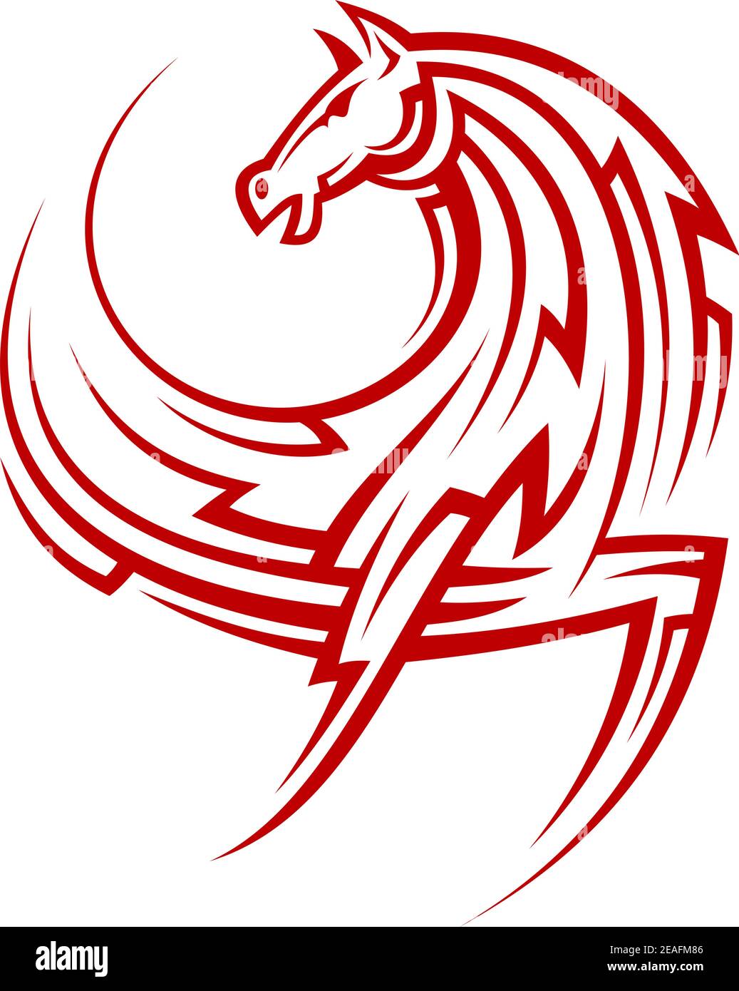Puissant cheval rouge tribal pour tatouage ou mascotte Illustration de Vecteur