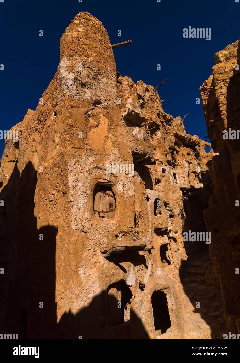 Vieux ksar avec greniers, Tripolitaine, Nalut, Libye Banque D'Images