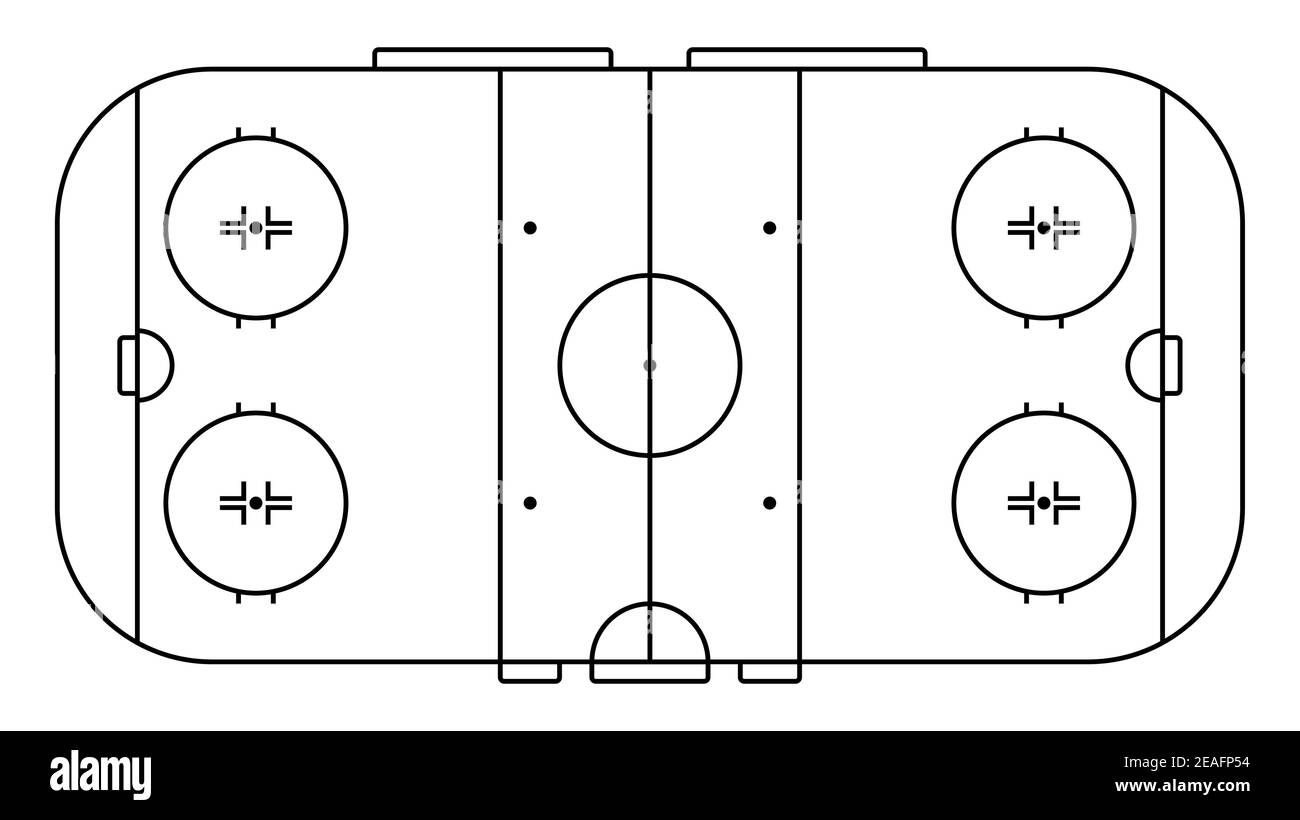 lignes de marquage des terrains de sports de hockey sur glace. Vue de dessus du terrain de hockey Outline. Terrain de sport pour les loisirs actifs. Vecteur Illustration de Vecteur