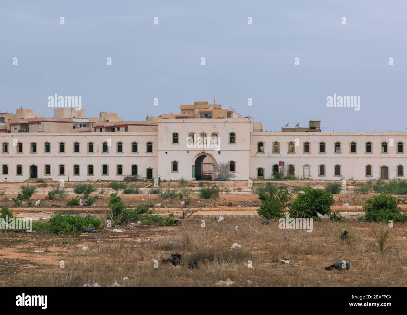 Bâtiment colonial italien, Cyrenaica, Benghazi, Libye Banque D'Images