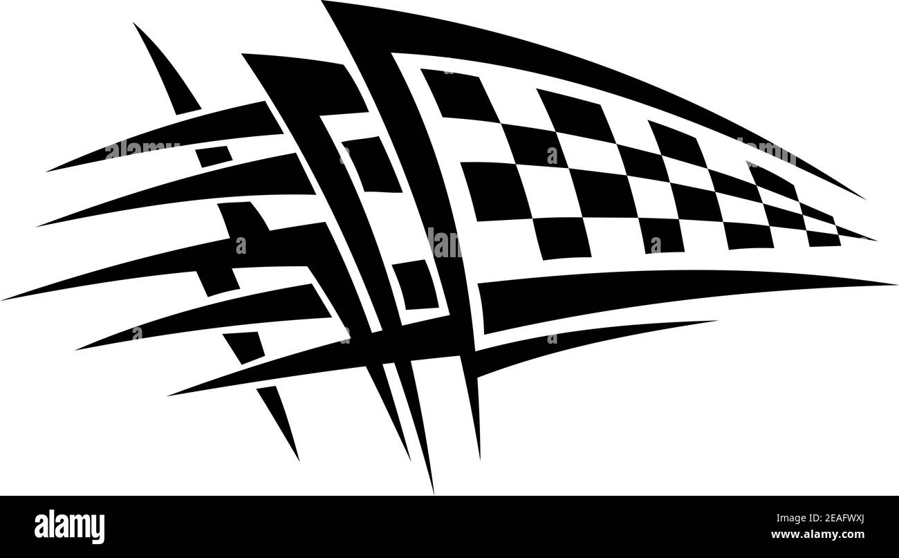 Tatouage de course avec drapeau à damier Illustration de Vecteur