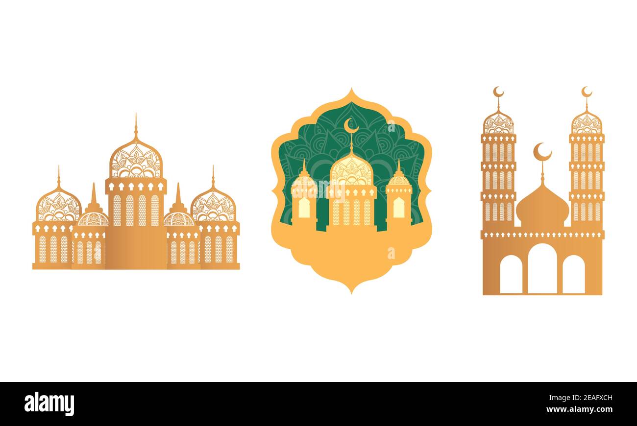 carte de célébration de ramadan kareen avec motif vectoriel palais dorés Illustration de Vecteur