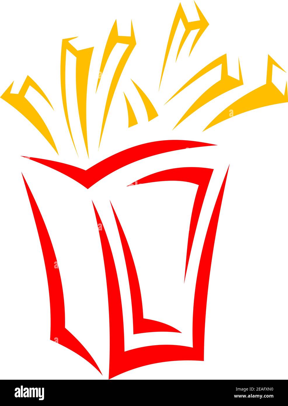 Frites de restauration rapide dans une boîte de style dessin animé Illustration de Vecteur