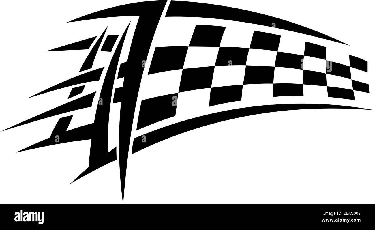 Course de tatouage tribal avec drapeau à damier Illustration de Vecteur