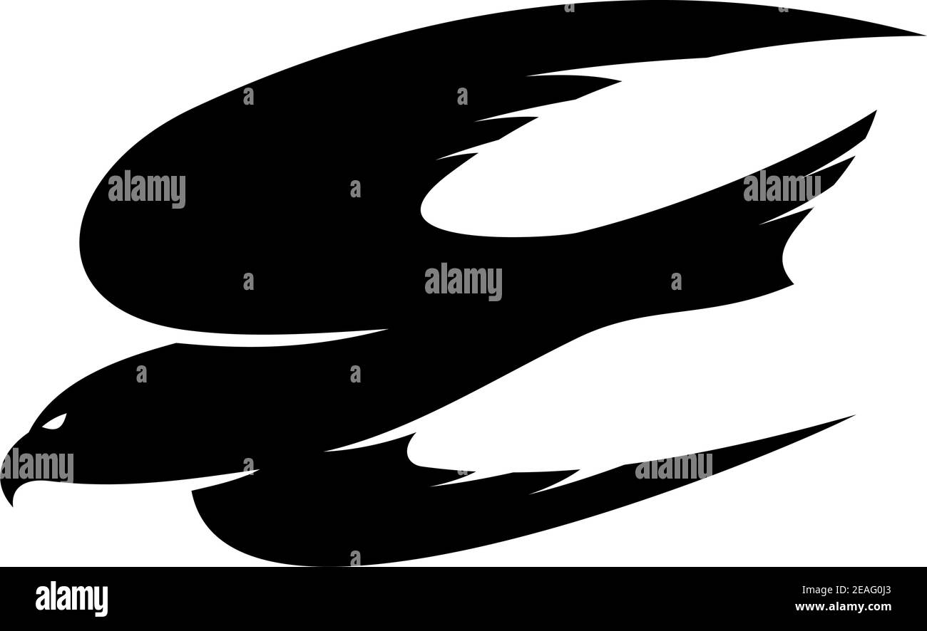 Illustration noire abstraite d'un faucon volant pour tatouage ou motif mascotte Illustration de Vecteur