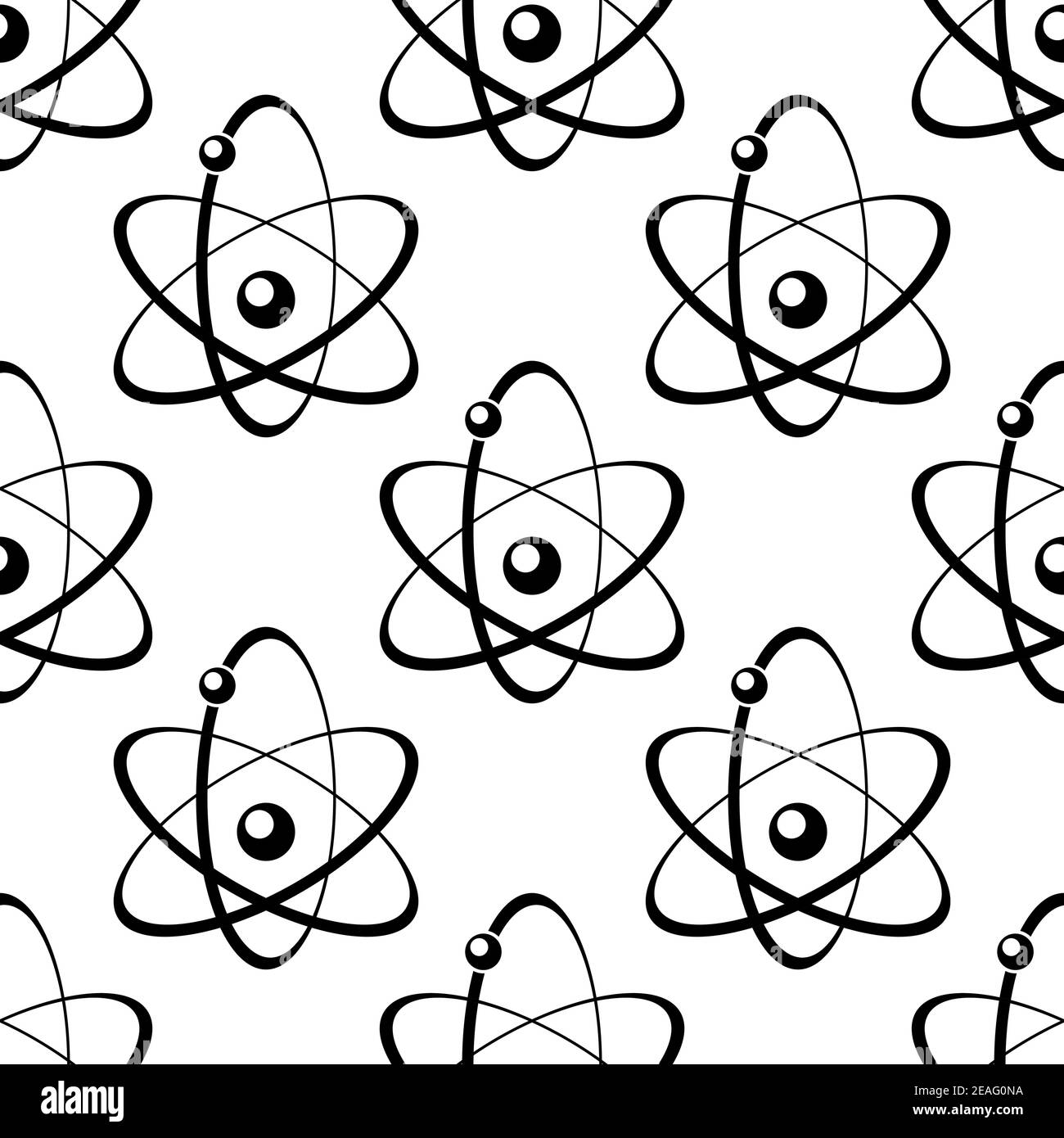 Modèle sans couture d'orbites elliptiques fumées par un atome en orbite autour d'un noyau ou d'une planète autour d'une terre en noir et blanc Illustration de Vecteur