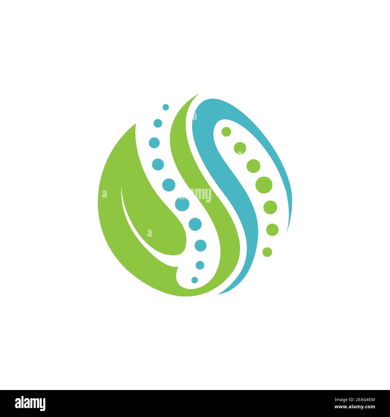 Lettre initiale S Herbal chiropractie santé concept de logo médical. Herbal chiropractic logo colonne vertébrale soins de la colonne vertébrale vecteur icône illustration Illustration de Vecteur
