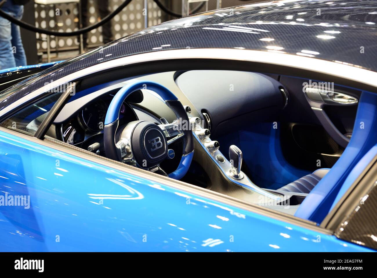 Dubaï, Émirats arabes unis - 16 novembre : La Bugatti Chiron sportscar est sur Dubai Motor Show 2019 le 16 novembre, 2019 Banque D'Images