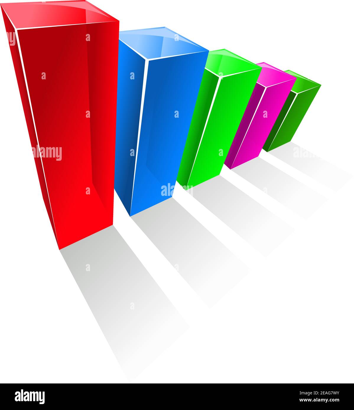 Graphique commercial avec colonnes verticales colorées, alignées du pourcentage le plus élevé à la plus petite valeur, sur fond blanc Illustration de Vecteur