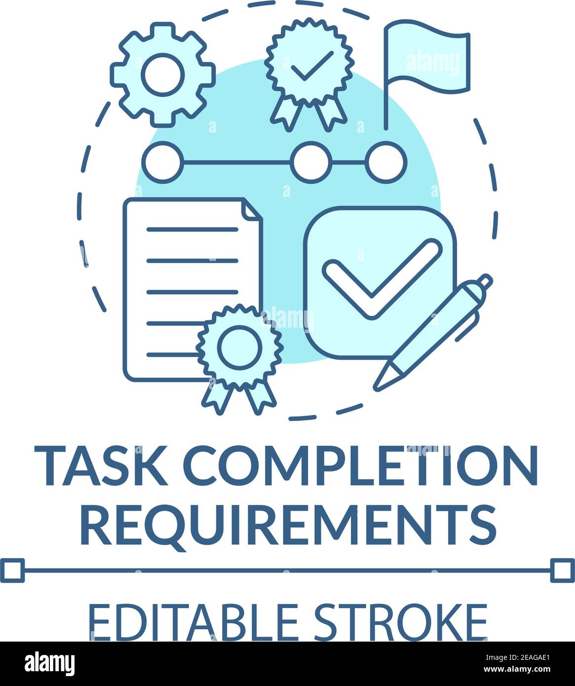 Icône de concept des exigences d'achèvement de la tâche d'apprentissage Illustration de Vecteur