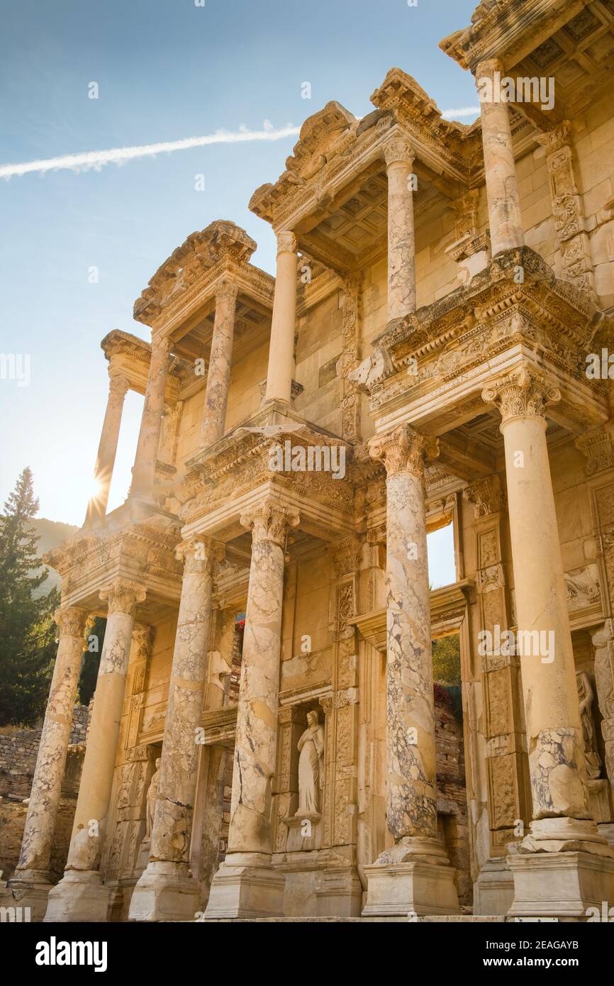 Bibliothèque de Celsus dans la ville antique d'Éphèse, Turquie Banque D'Images