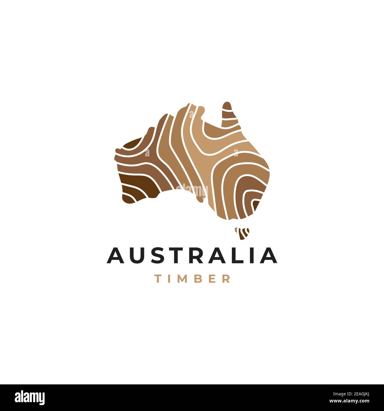 Logo en bois avec modèle vectoriel de conception graphique avec symbole de carte. Australie Illustration de Vecteur