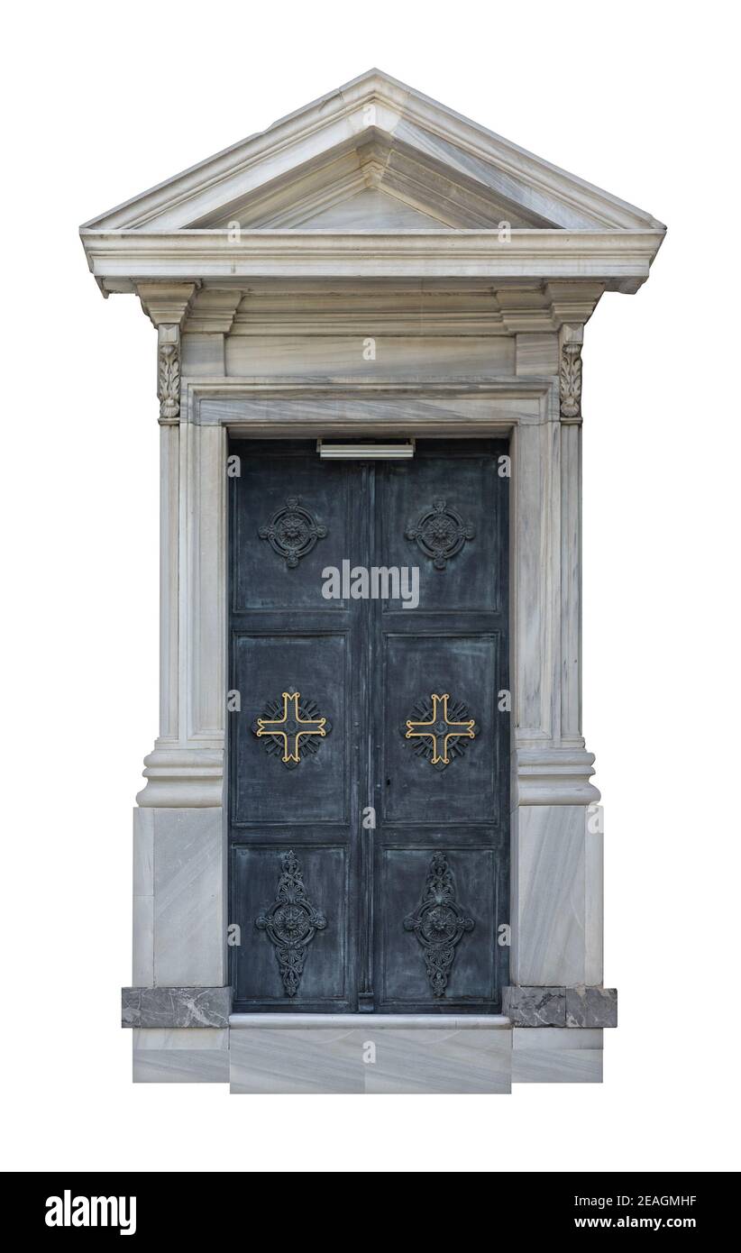 Éléments d'architecture de bâtiments, portes anciennes et portes avec bars. Dans les rues d'Istanbul, les lieux publics. Banque D'Images