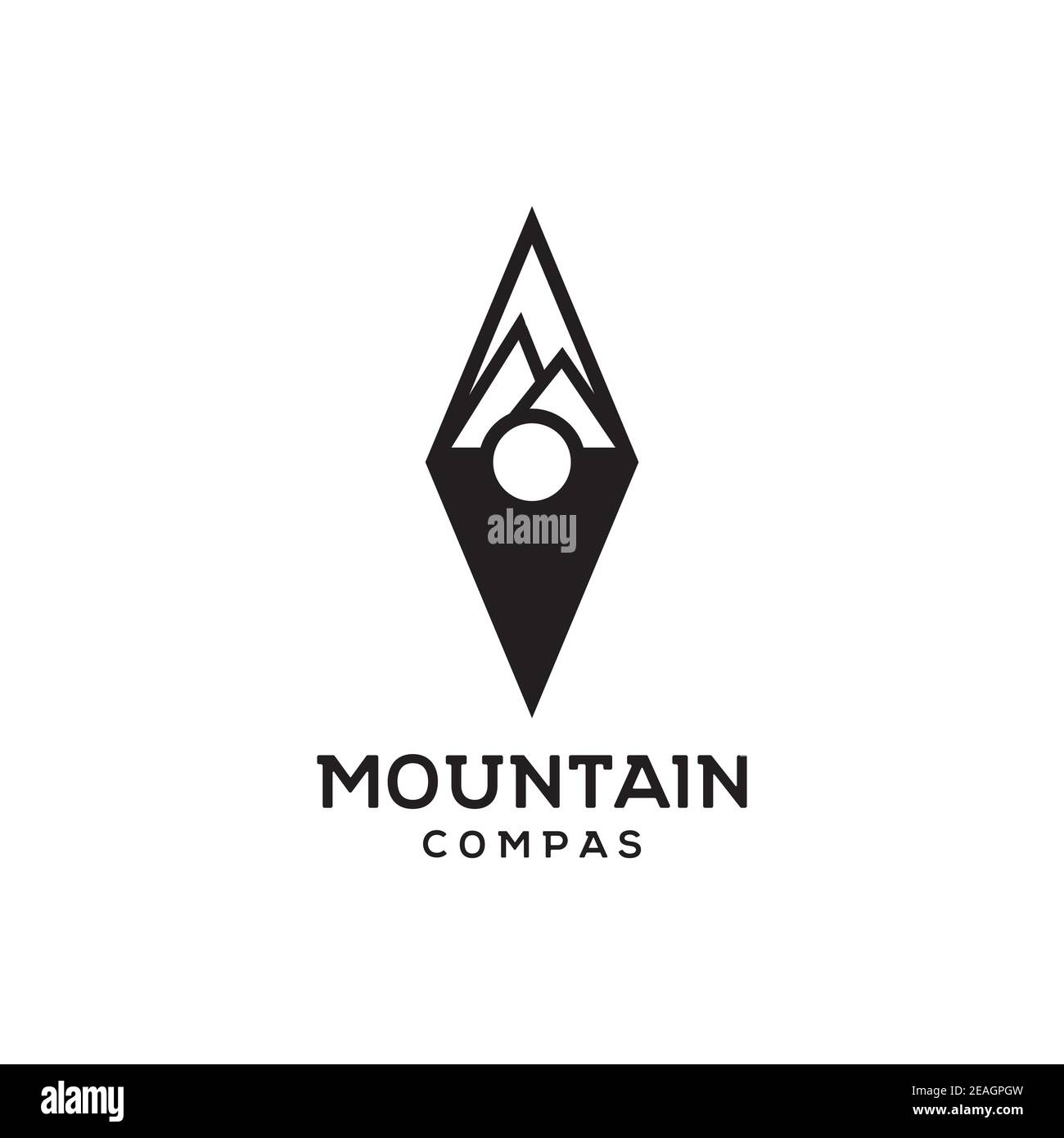Modèle vectoriel de design de logo d'illustration de compas de montagne Illustration de Vecteur