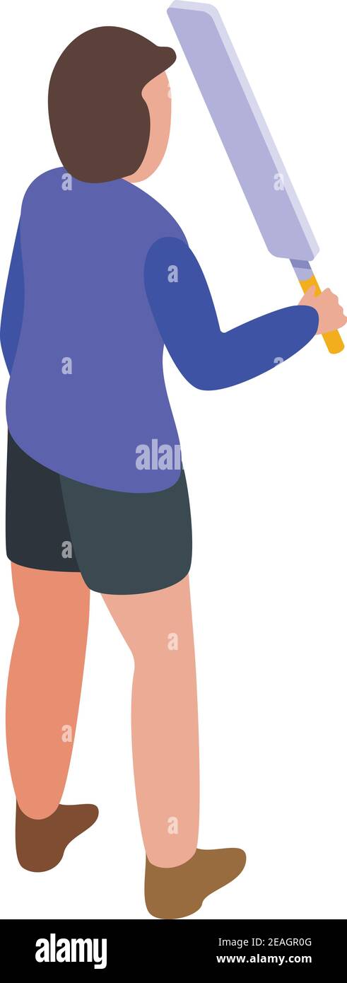 Une famille jouant au cricket. Isométrique de la famille jouant au cricket vector Icon pour la conception de Web isolée sur fond blanc Illustration de Vecteur
