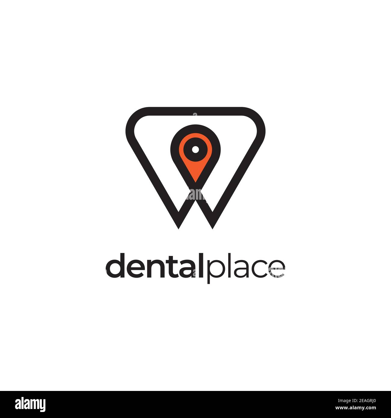 Modèle vectoriel de symbole de logo de place dentaire. Icône dentaire avec épingle Illustration de Vecteur