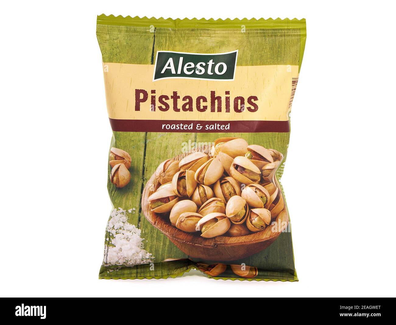 BUCAREST, ROUMANIE - 7 FÉVRIER 2017. Sac de pistaches Alesto, rôties et salées, vendu par la chaîne de supermarchés Lidl Banque D'Images
