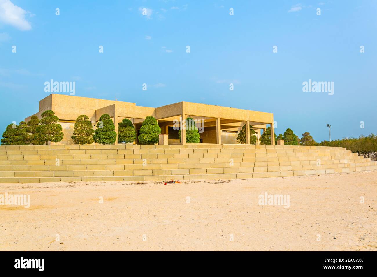 Vue sur une plage sur le parc de Green Island construit sur des terres récupérées au Koweït. Banque D'Images