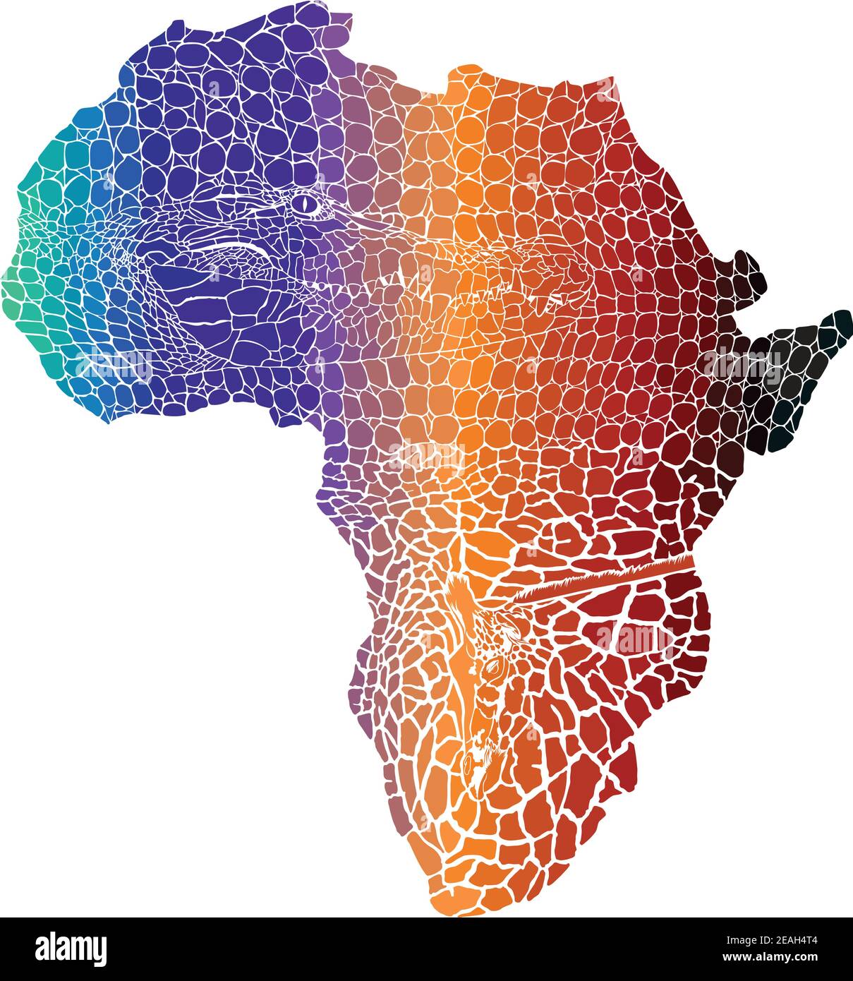 Crocodile et girafe comme carte de fond en couleur de l'Afrique Illustration de Vecteur