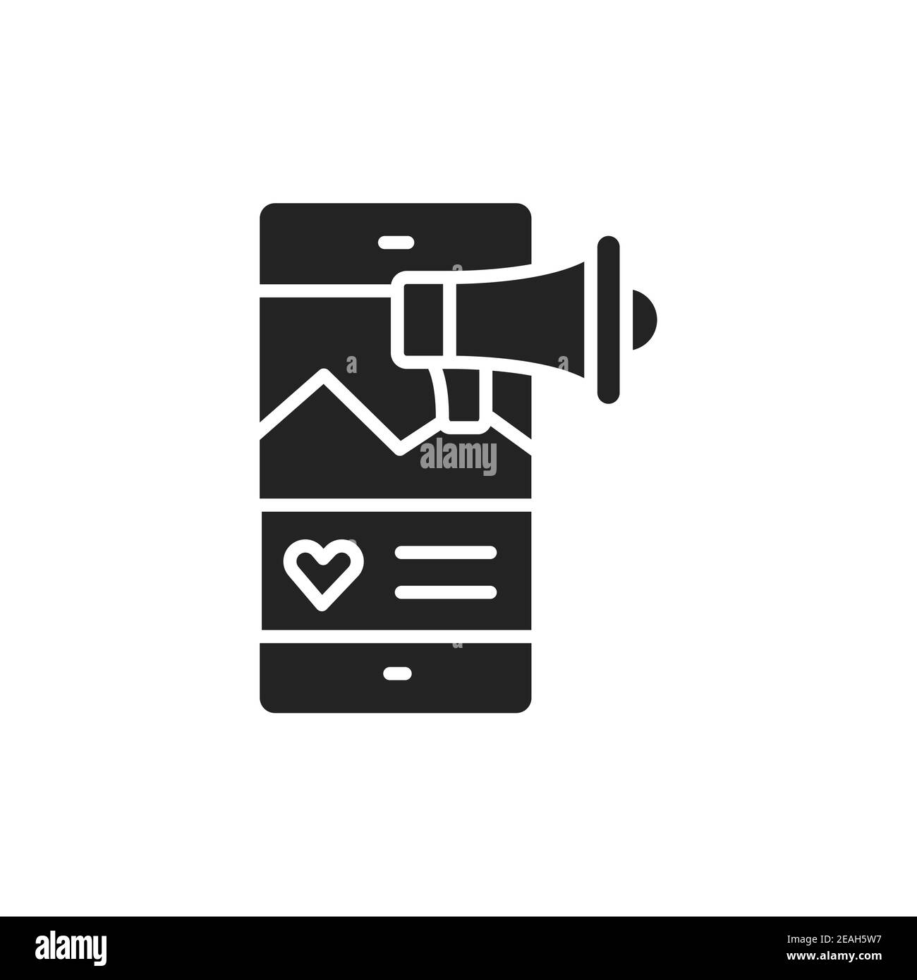 Icône noire de glyphe de marketing de contenu. Promotion SMM . Illustration vectorielle Illustration de Vecteur