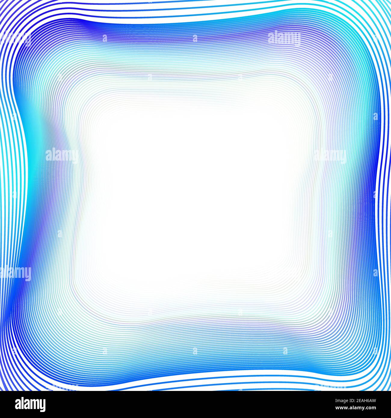 Bordure bleue, espace de copie carré blanc. Cadre ondulé, lignes de soyage aux couleurs vives. Arrière-plan abstrait vectoriel. Modèle géométrique pour la page d'album. EPS10 Illustration de Vecteur