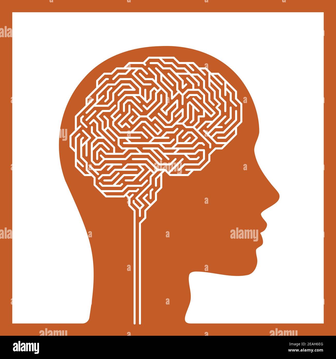 Illustration vectorielle d'un labyrinthe en forme de cerveau. Image conceptuelle de la science et de la médecine. Illustration de Vecteur