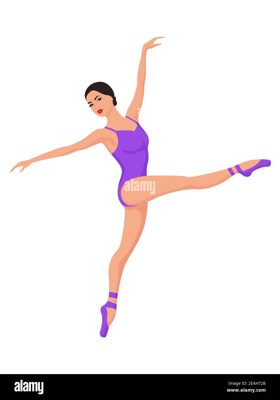 Charmante danseuse en violet léopard en mouvement, dessin à la main vecteur, isolée sur fond blanc Illustration de Vecteur