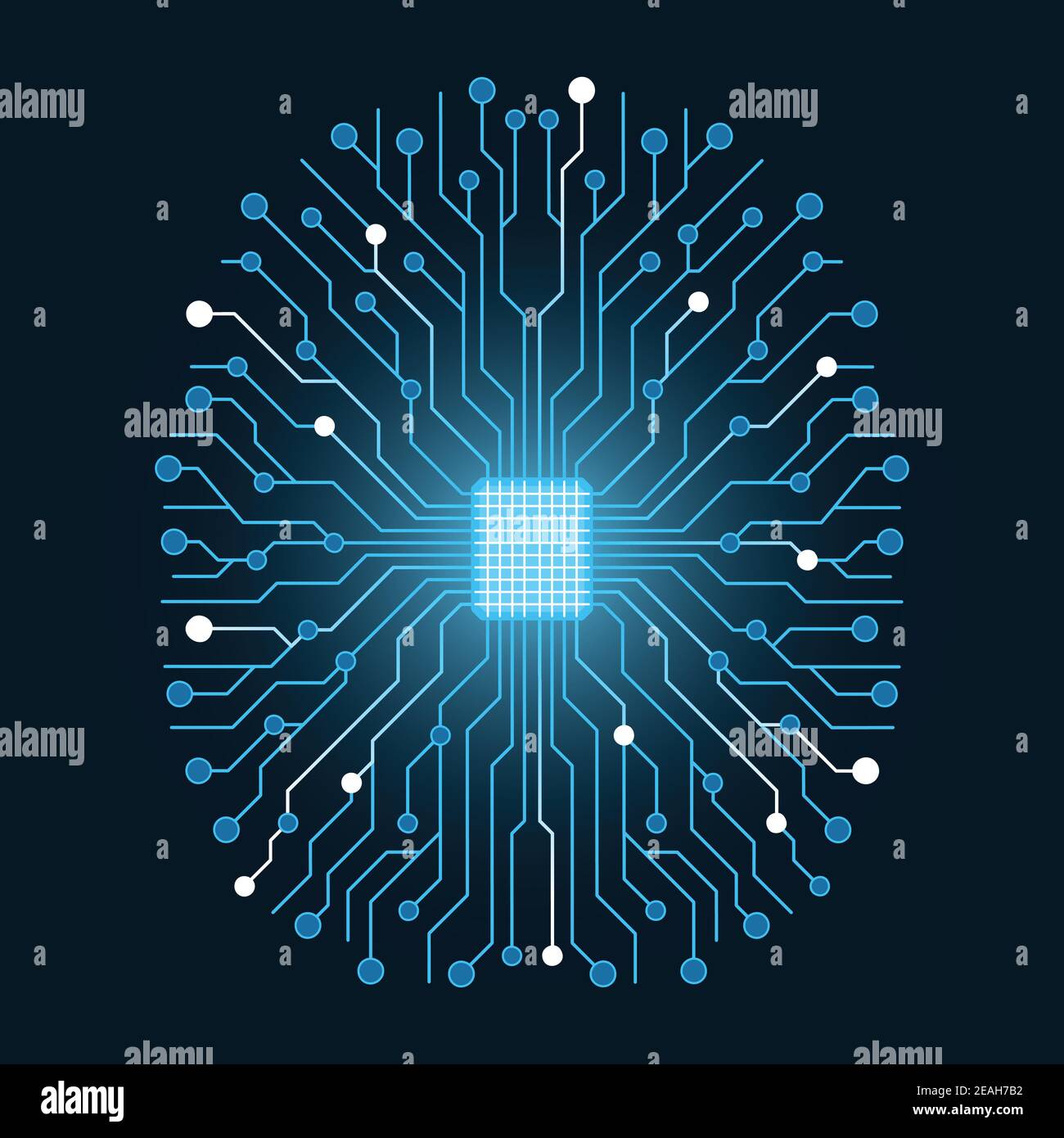 Illustration vectorielle intelligence artificielle. Microchip et connexions en forme de cerveau. Illustration de Vecteur