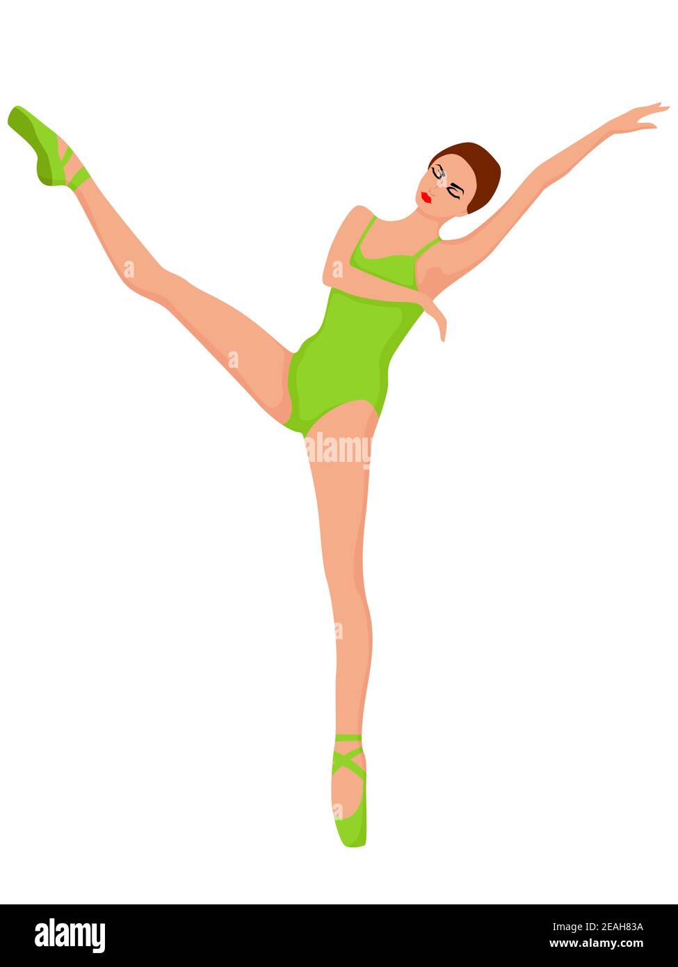 Ballerine élégante en léopard vert doux, vecteur de dessin à la main, isolée sur fond blanc Illustration de Vecteur