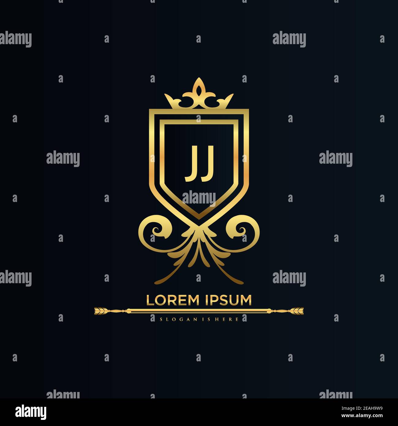 Lettre initiale avec Royal Template.Elegant avec logo de couronne vecteur, illustration Creative Lettering logo Vector. Illustration de Vecteur