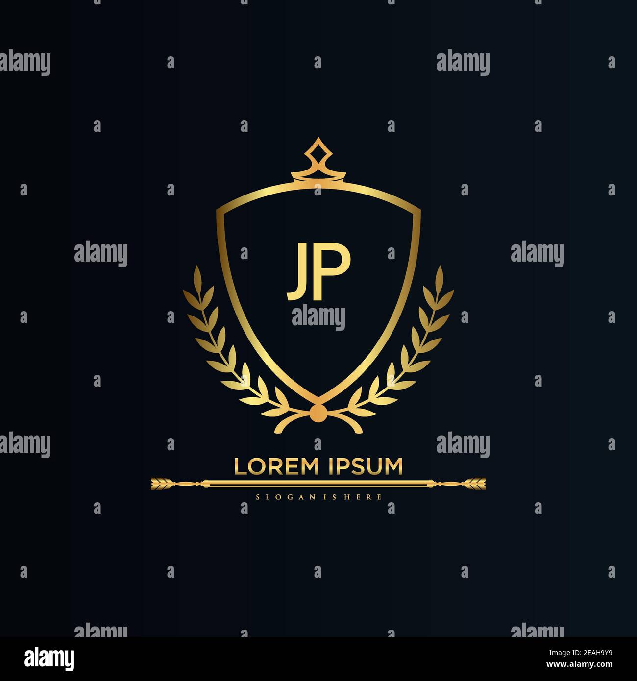 Lettre initiale avec Royal Template.Elegant avec logo de couronne ...