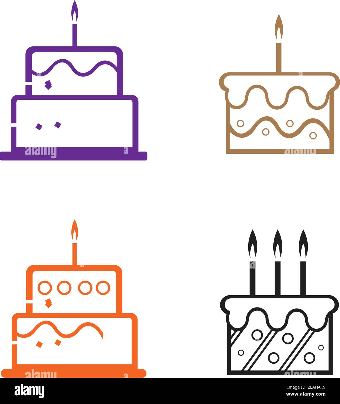Modele De Dessin Vectoriel D Icone De Gateau D Anniversaire Image Vectorielle Stock Alamy