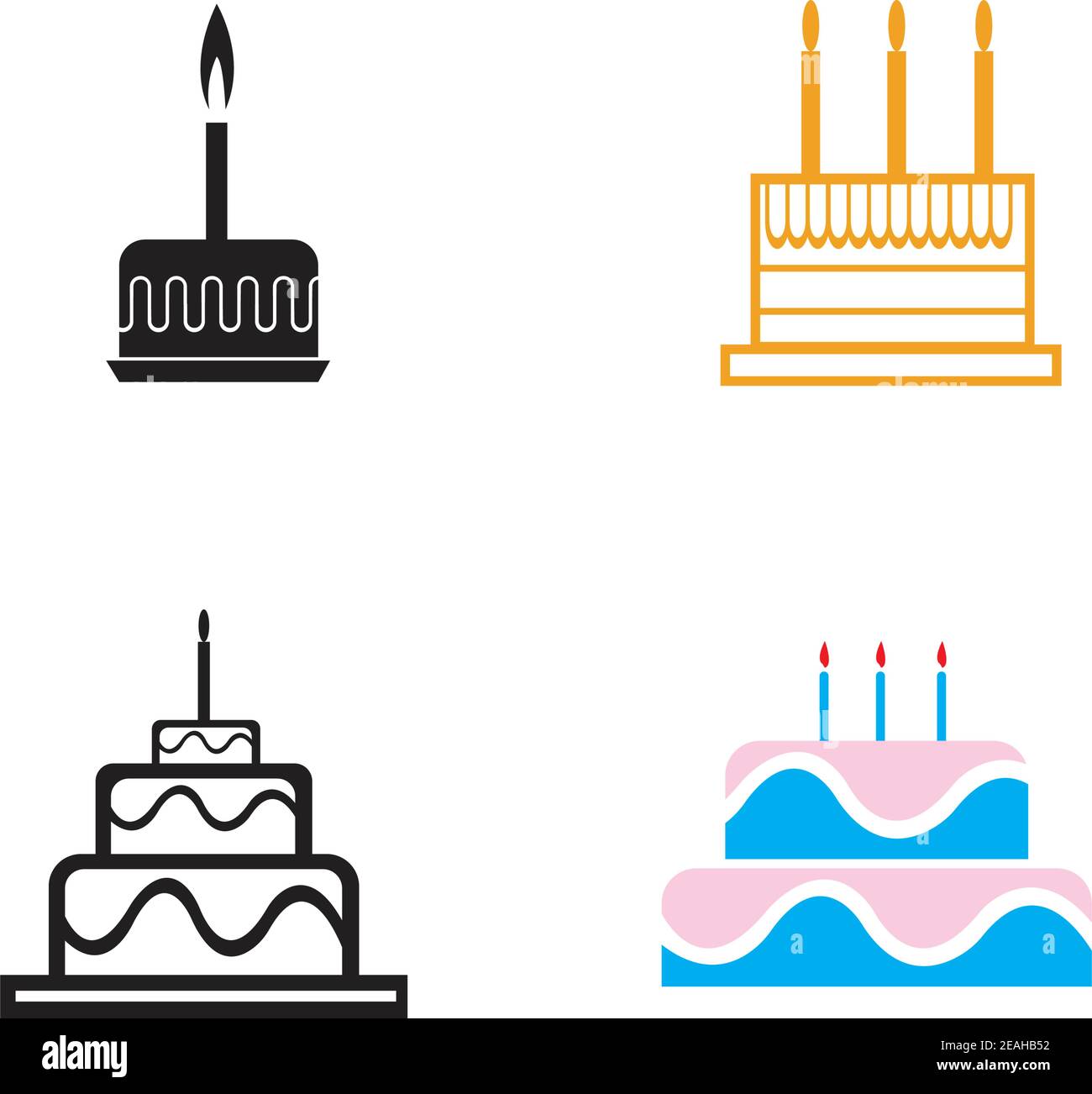 Modele De Dessin Vectoriel D Icone De Gateau D Anniversaire Image Vectorielle Stock Alamy