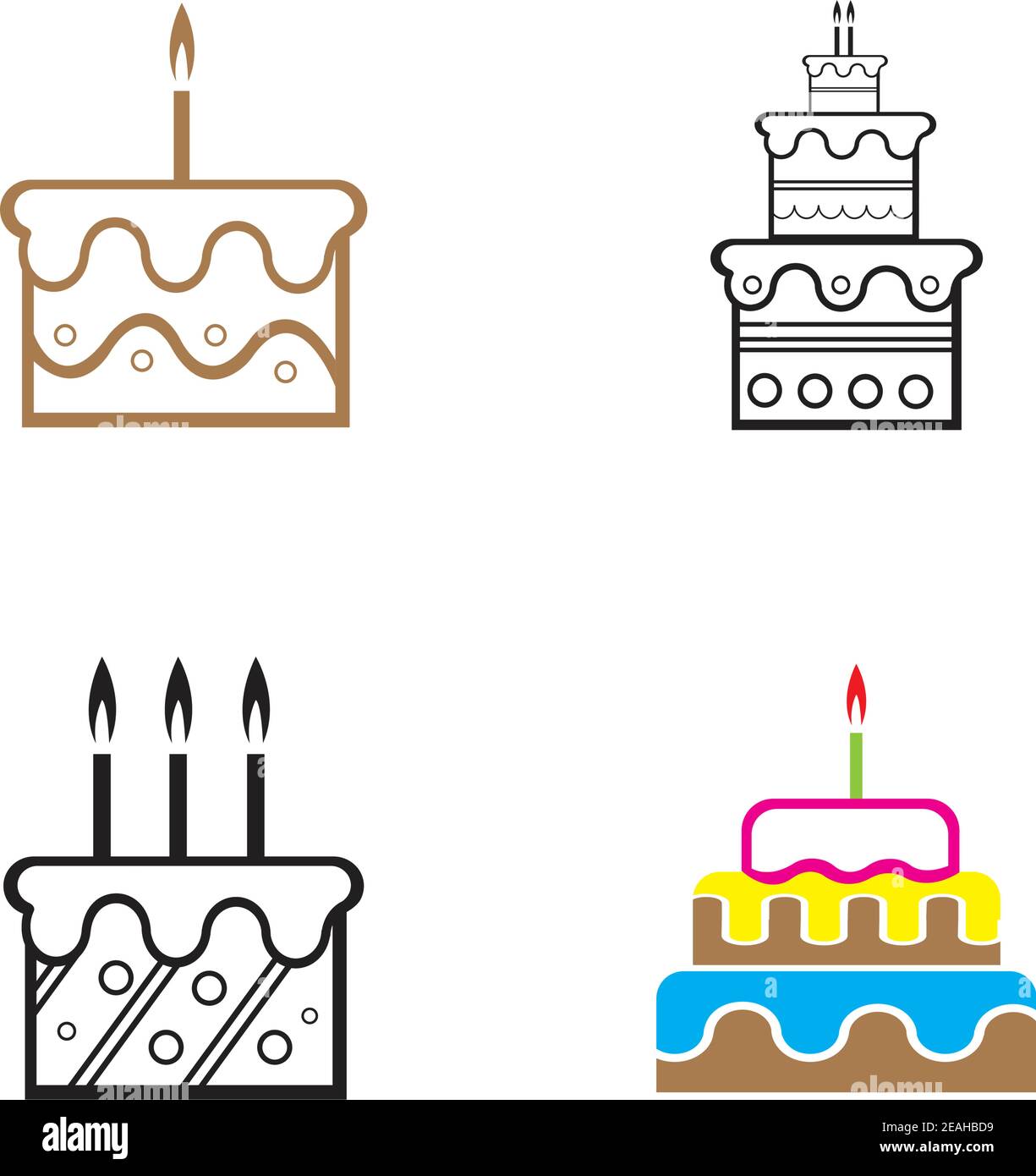 Modele De Dessin Vectoriel D Icone De Gateau D Anniversaire Image Vectorielle Stock Alamy