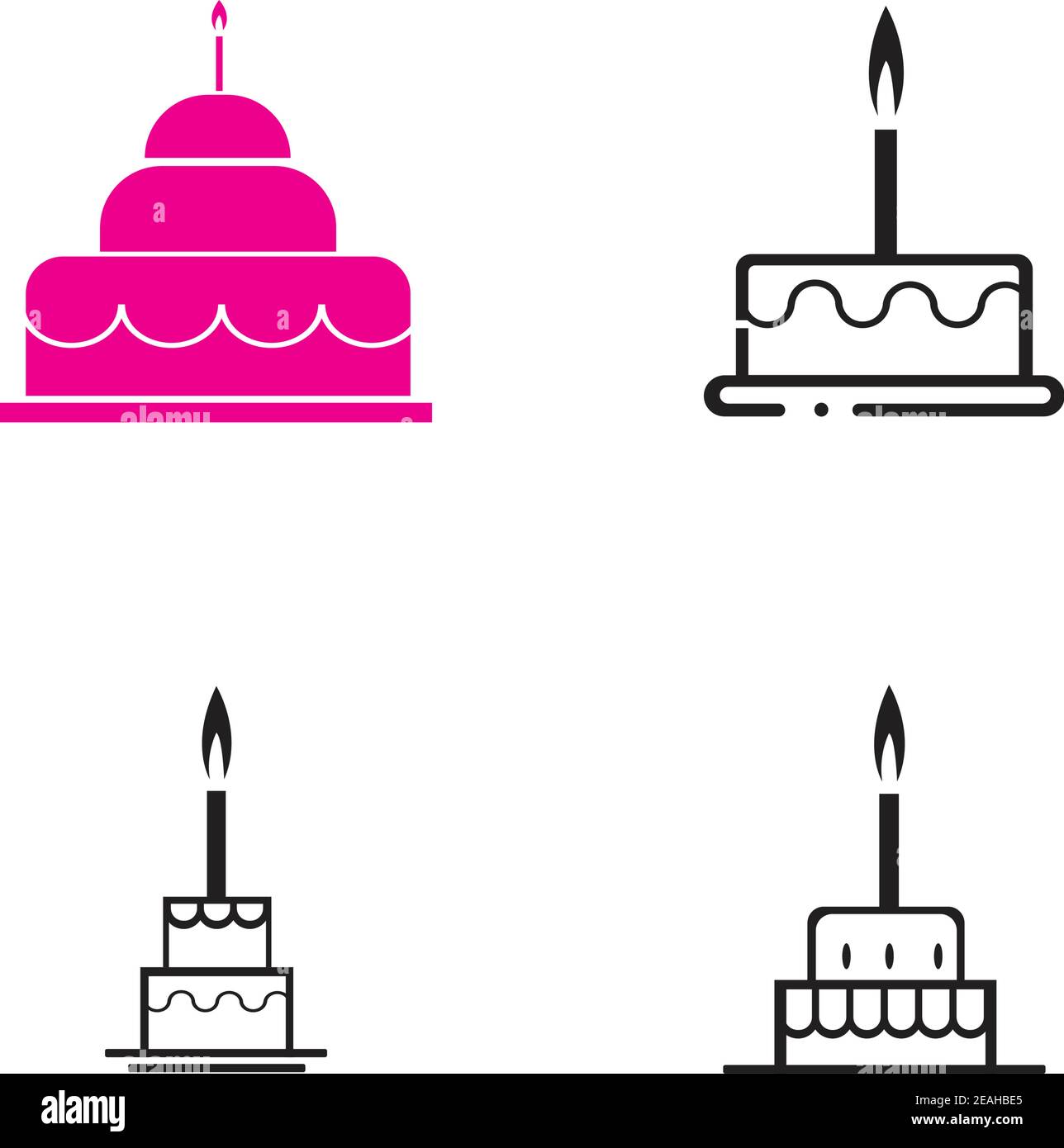 Modele De Dessin Vectoriel D Icone De Gateau D Anniversaire Image Vectorielle Stock Alamy