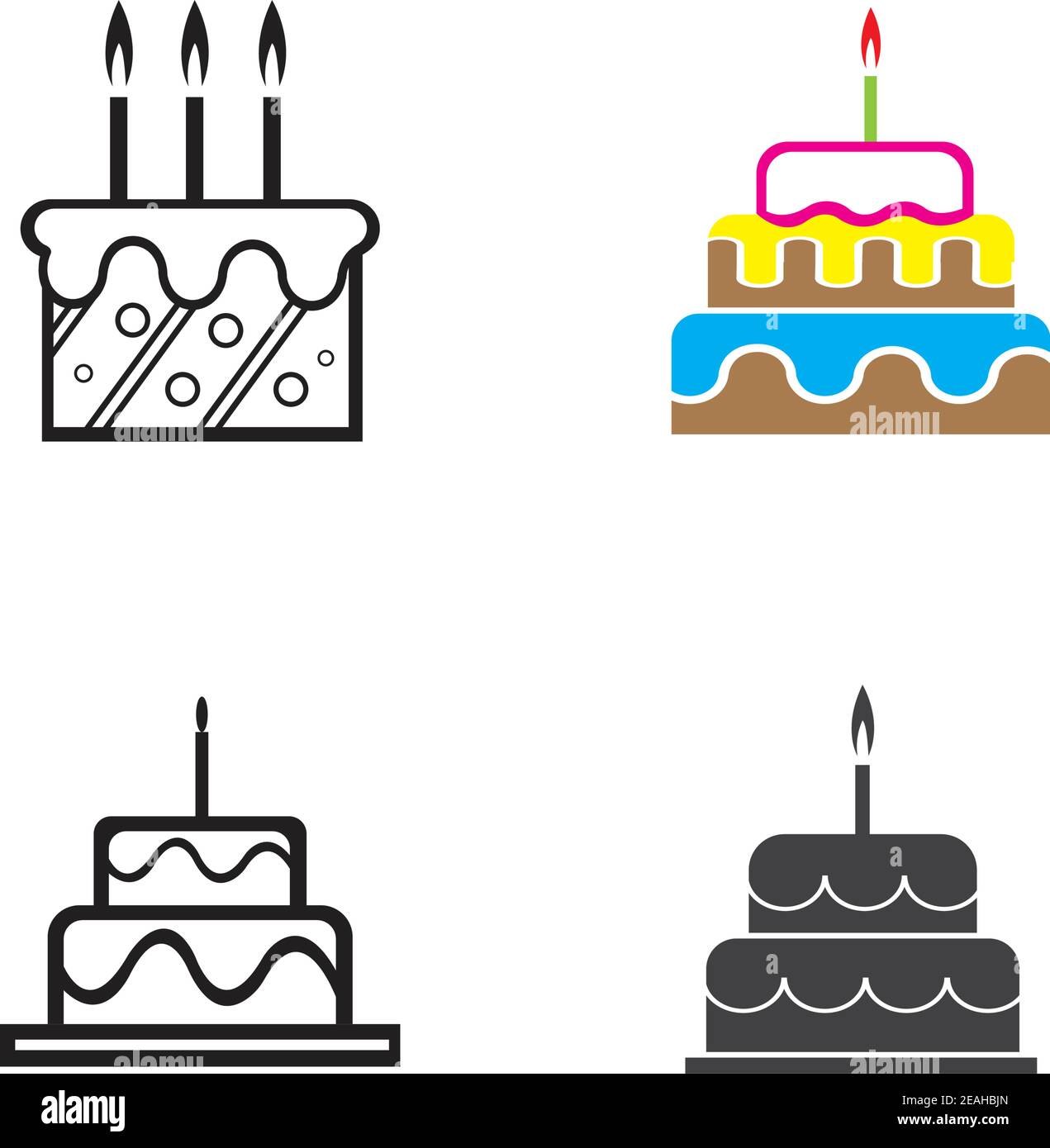 Modele De Dessin Vectoriel D Icone De Gateau D Anniversaire Image Vectorielle Stock Alamy