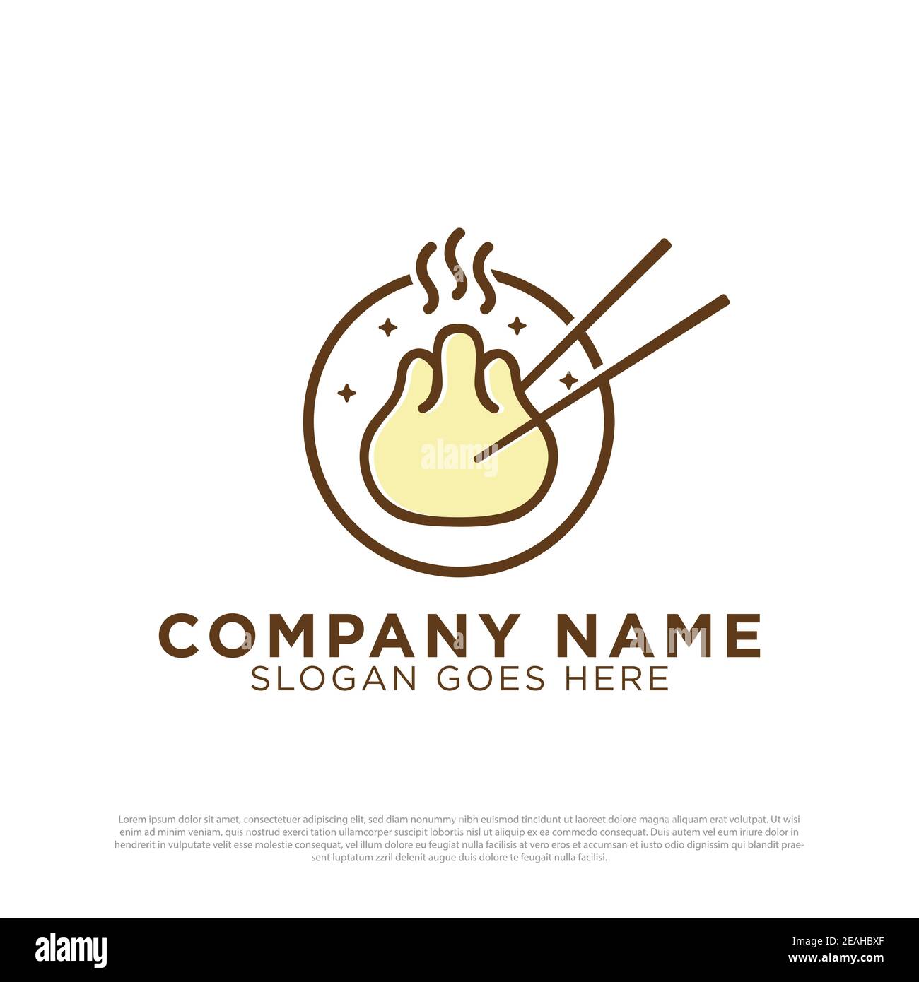 Hot dumplings logo inspiration avec baguettes dans le cercle, dim sum vapeur logo restaurant modèle de conception Illustration de Vecteur