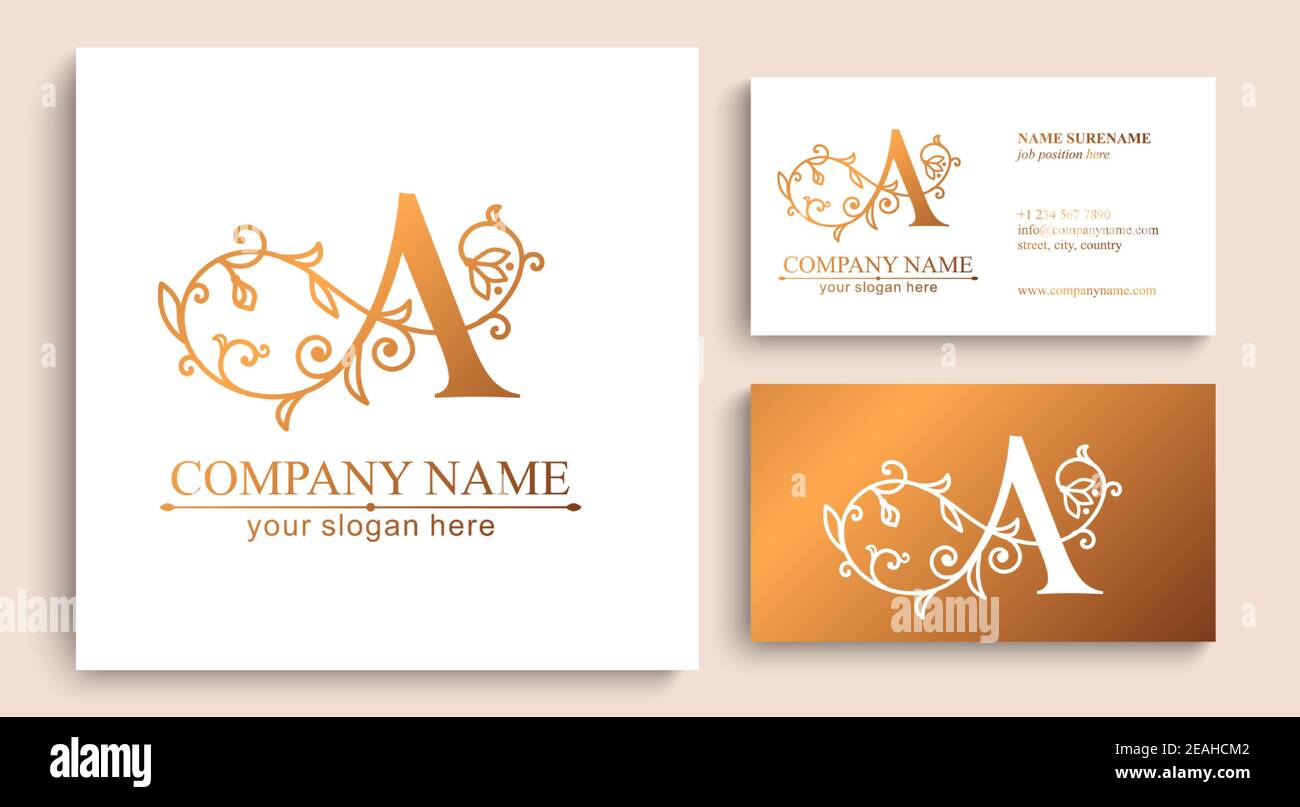 Lettre UN modèle de logo. Monnogram, délicat motif floral. Logo personnel. Conception vectorielle. Illustration de Vecteur