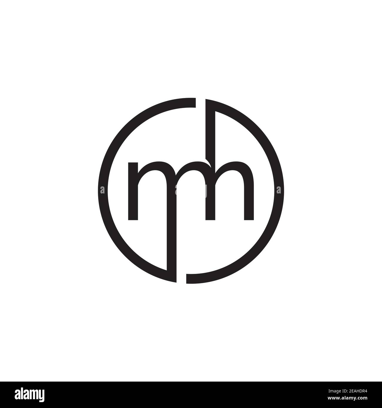 Cercle monogramme MH lettre logo design vecteur Illustration de Vecteur