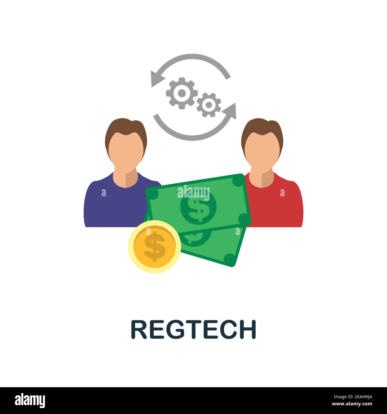 Icône Regtech Flat. Élément simple couleur de la collection fintech ...