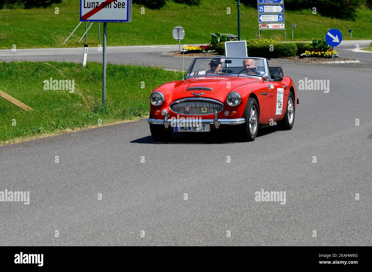 LUNZ am See, Autriche - 19 juillet 2013: Austin Healy MK3 sur une scène spéciale par International Ennstal Classic 2013, un tournoi annuel par l'Autriche pour Banque D'Images