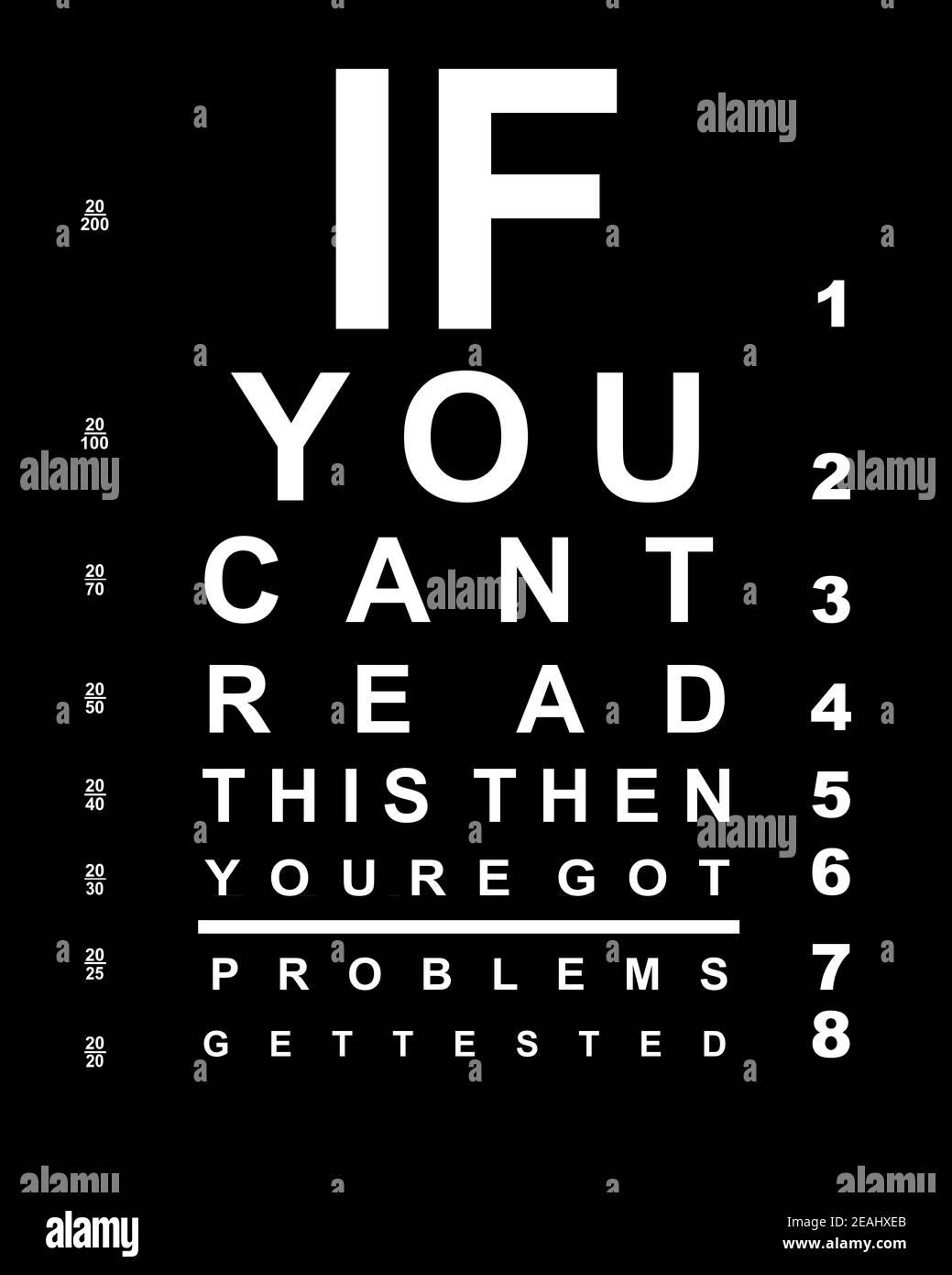 Si vous pouvez lire ce tableau de test oculaire Banque D'Images